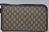 Authentic GUCCI GG Plus Vintage Clutch Hand Bag Purse PVC Leather Brown K6929