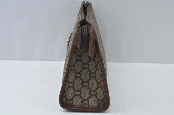 Authentic GUCCI GG Plus Vintage Clutch Hand Bag Purse PVC Leather Brown K6929