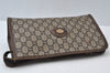 Authentic GUCCI GG Plus Vintage Clutch Hand Bag Purse PVC Leather Brown K6929