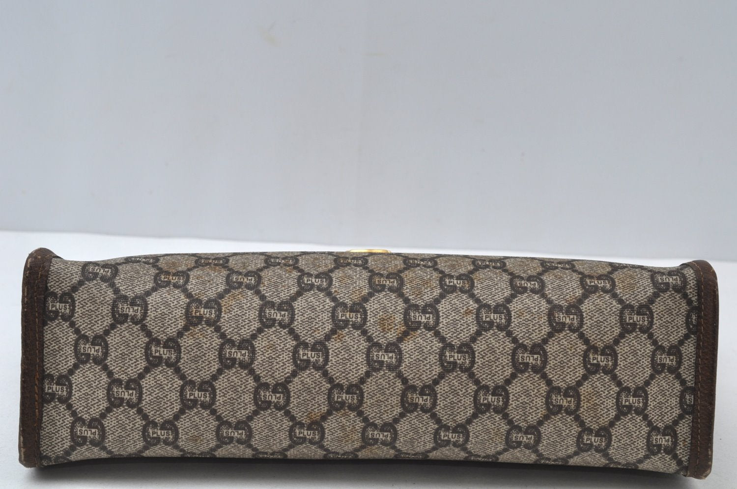 Authentic GUCCI GG Plus Vintage Clutch Hand Bag Purse PVC Leather Brown K6929