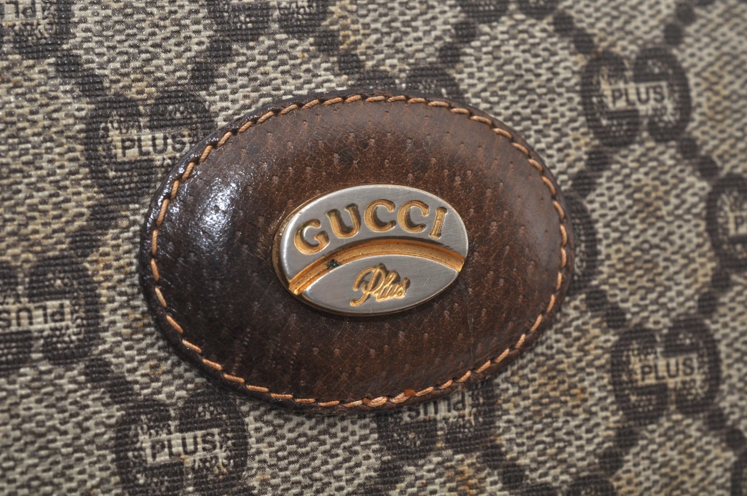 Authentic GUCCI GG Plus Vintage Clutch Hand Bag Purse PVC Leather Brown K6929