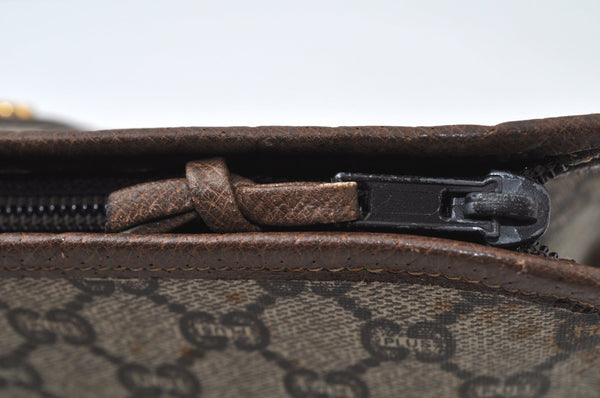 Authentic GUCCI GG Plus Vintage Clutch Hand Bag Purse PVC Leather Brown K6929
