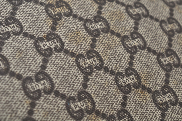 Authentic GUCCI GG Plus Vintage Clutch Hand Bag Purse PVC Leather Brown K6929