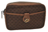 Authentic GUCCI Vintage Micro GG Canvas Leather Clutch Bag Brown K6930