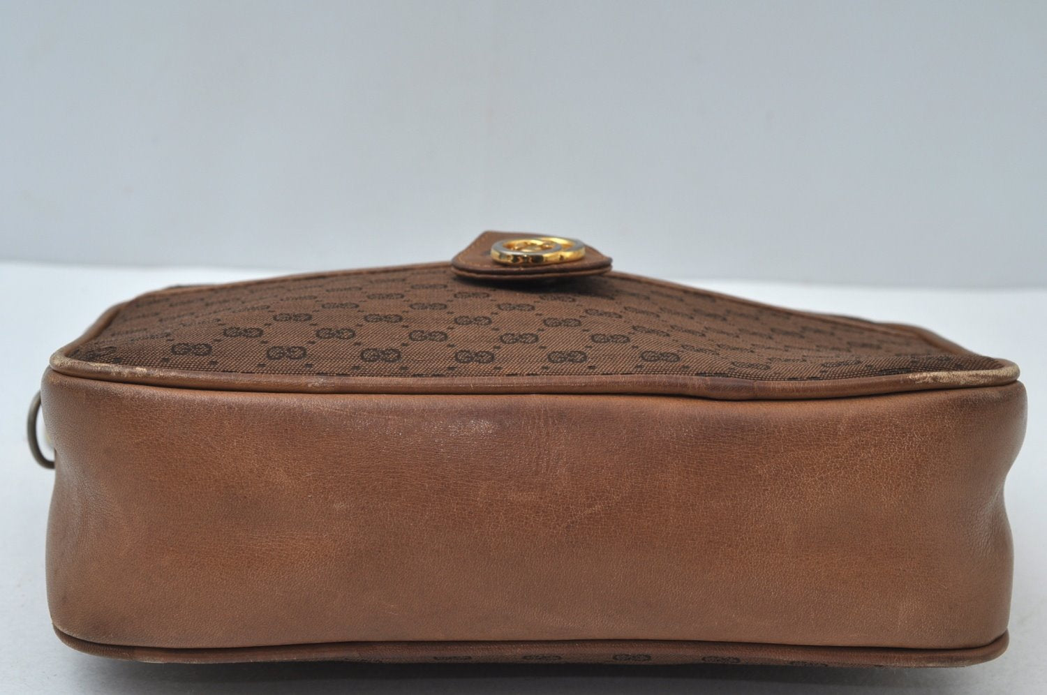 Authentic GUCCI Vintage Micro GG Canvas Leather Clutch Bag Brown K6930