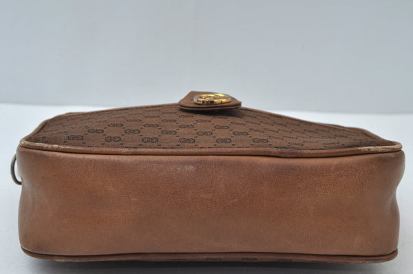 Authentic GUCCI Vintage Micro GG Canvas Leather Clutch Bag Brown K6930