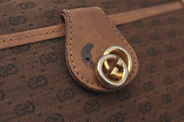 Authentic GUCCI Vintage Micro GG Canvas Leather Clutch Bag Brown K6930
