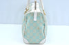 Authentic GUCCI Hand Boston Bag Purse GG Canvas Leather 0000851 Light Blue K7020