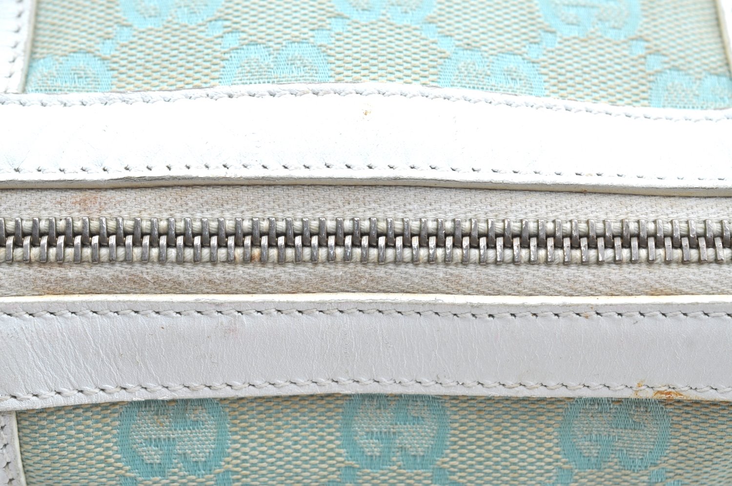 Authentic GUCCI Hand Boston Bag Purse GG Canvas Leather 0000851 Light Blue K7020