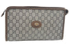Authentic GUCCI GG Plus Vintage Clutch Hand Bag Purse PVC Leather Brown K7025