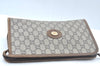 Authentic GUCCI GG Plus Vintage Clutch Hand Bag Purse PVC Leather Brown K7025