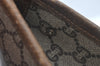 Authentic GUCCI GG Plus Vintage Clutch Hand Bag Purse PVC Leather Brown K7025