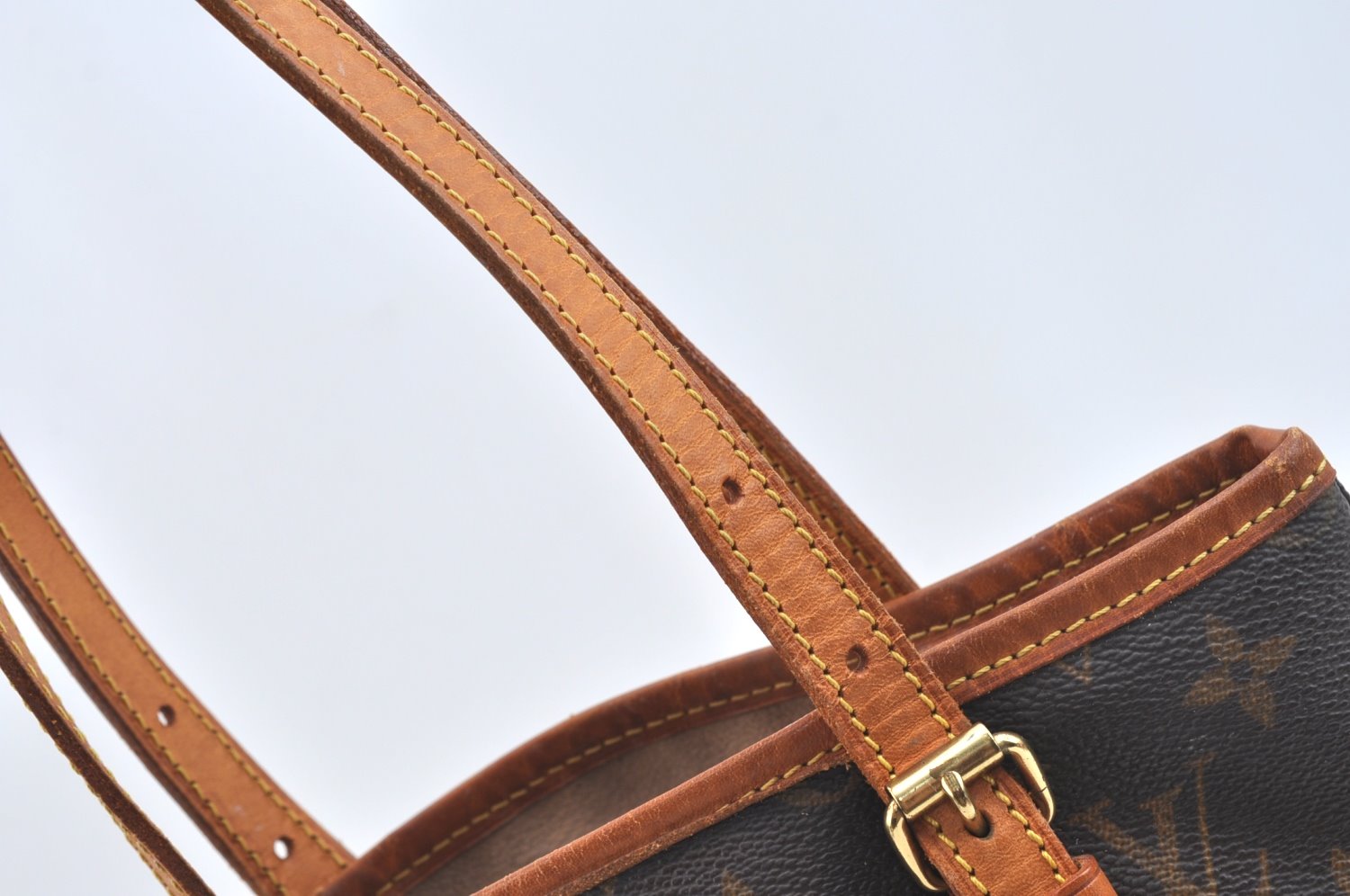 Authentic Louis Vuitton Monogram Bucket PM Shoulder Tote Bag M42238 Junk K7039