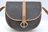 Authentic Christian Dior Honeycomb Shoulder Cross Bag PVC Leather Black K7048