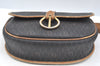 Authentic Christian Dior Honeycomb Shoulder Cross Bag PVC Leather Black K7048
