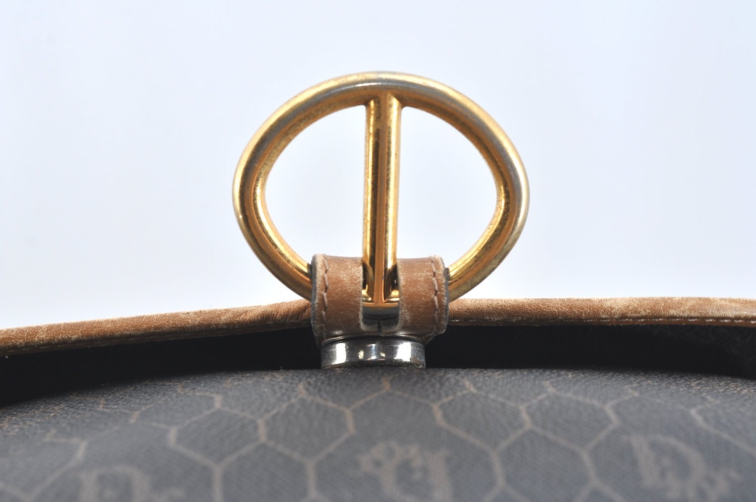 Authentic Christian Dior Honeycomb Shoulder Cross Bag PVC Leather Black K7048