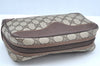 Authentic GUCCI Vintage Clutch Hand Bag Purse GG PVC Leather Brown Junk K7072