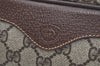 Authentic GUCCI Vintage Clutch Hand Bag Purse GG PVC Leather Brown Junk K7072