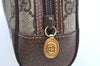 Authentic GUCCI Vintage Clutch Hand Bag Purse GG PVC Leather Brown Junk K7072