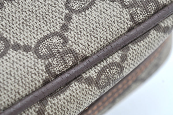 Authentic GUCCI Vintage Clutch Hand Bag Purse GG PVC Leather Brown Junk K7072