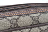 Authentic GUCCI Vintage Clutch Hand Bag Purse GG PVC Leather Brown Junk K7072