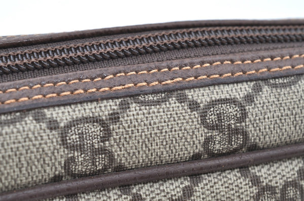 Authentic GUCCI Vintage Clutch Hand Bag Purse GG PVC Leather Brown Junk K7072