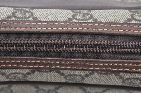 Authentic GUCCI Vintage Clutch Hand Bag Purse GG PVC Leather Brown Junk K7072