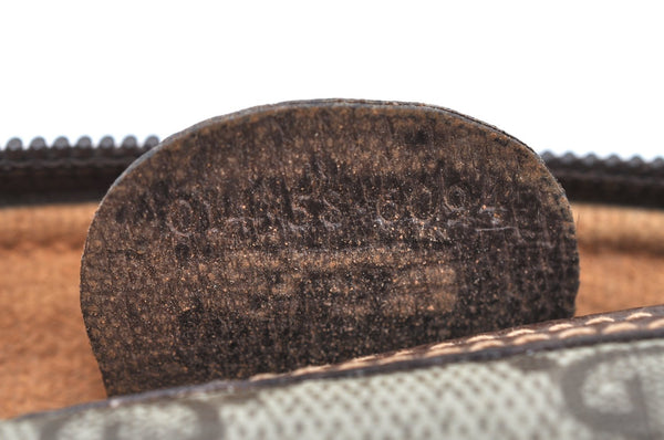 Authentic GUCCI Vintage Clutch Hand Bag Purse GG PVC Leather Brown Junk K7072