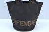 Authentic FENDI Vintage Hand Bag Purse Nylon Leather Black K7076