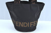 Authentic FENDI Vintage Hand Bag Purse Nylon Leather Black K7076