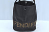 Authentic FENDI Vintage Hand Bag Purse Nylon Leather Black K7076