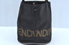 Authentic FENDI Vintage Hand Bag Purse Nylon Leather Black K7076