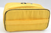 Authentic Christian Dior Vanity Hand Bag Pouch Purse Nylon Yellow CD K7088