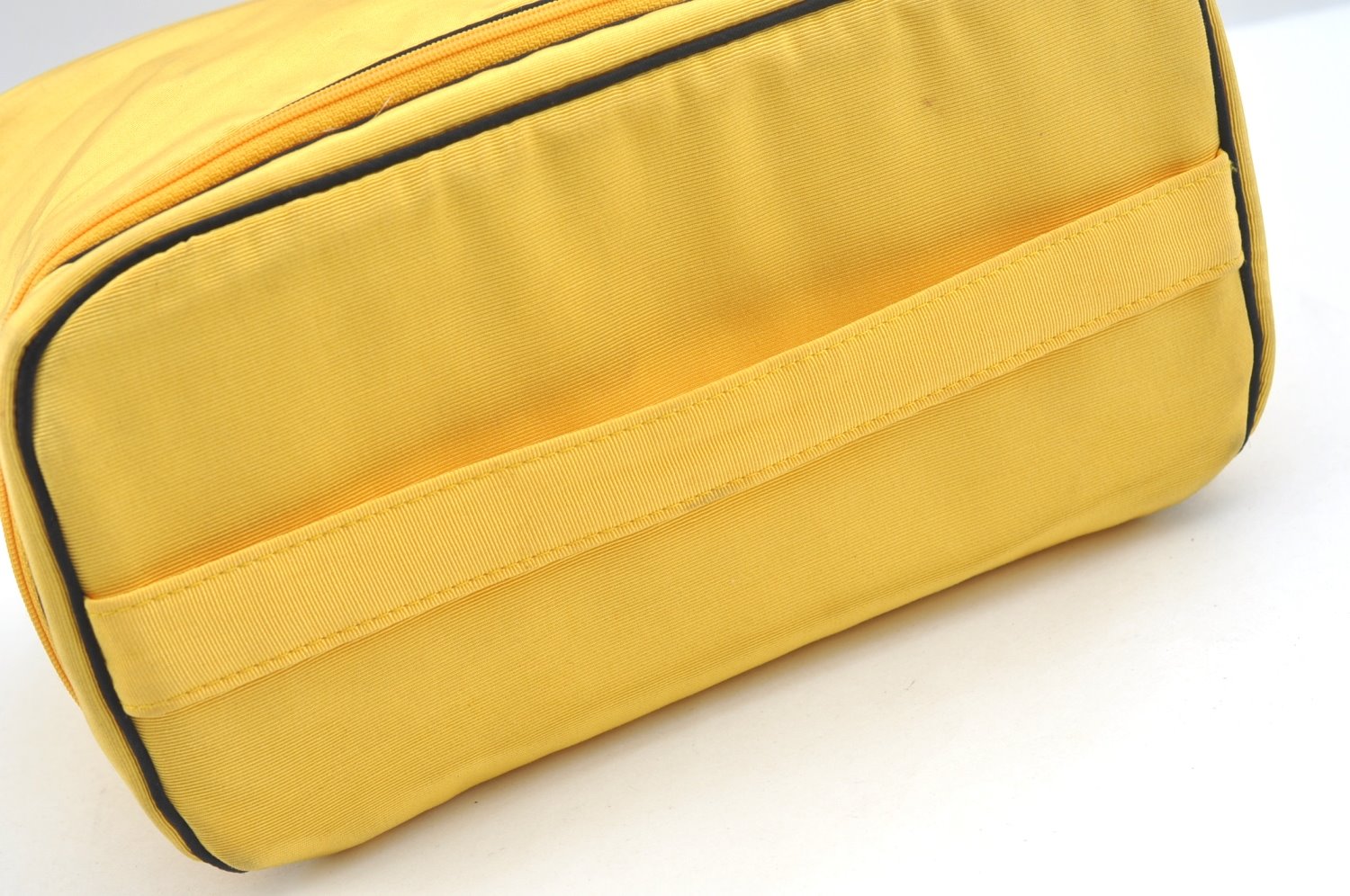 Authentic Christian Dior Vanity Hand Bag Pouch Purse Nylon Yellow CD K7088