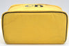 Authentic Christian Dior Vanity Hand Bag Pouch Purse Nylon Yellow CD K7088