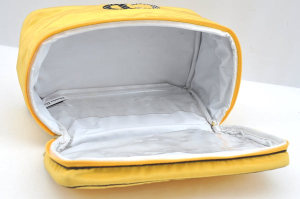 Authentic Christian Dior Vanity Hand Bag Pouch Purse Nylon Yellow CD K7088