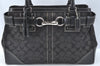 Authentic COACH Signature Shoulder Hand Bag Canvas Leather 10246 Black K7092