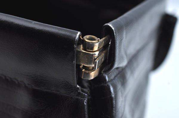 Authentic MARIO VALENTINO Logo Clutch Hand Bag Purse Leather Black K7095
