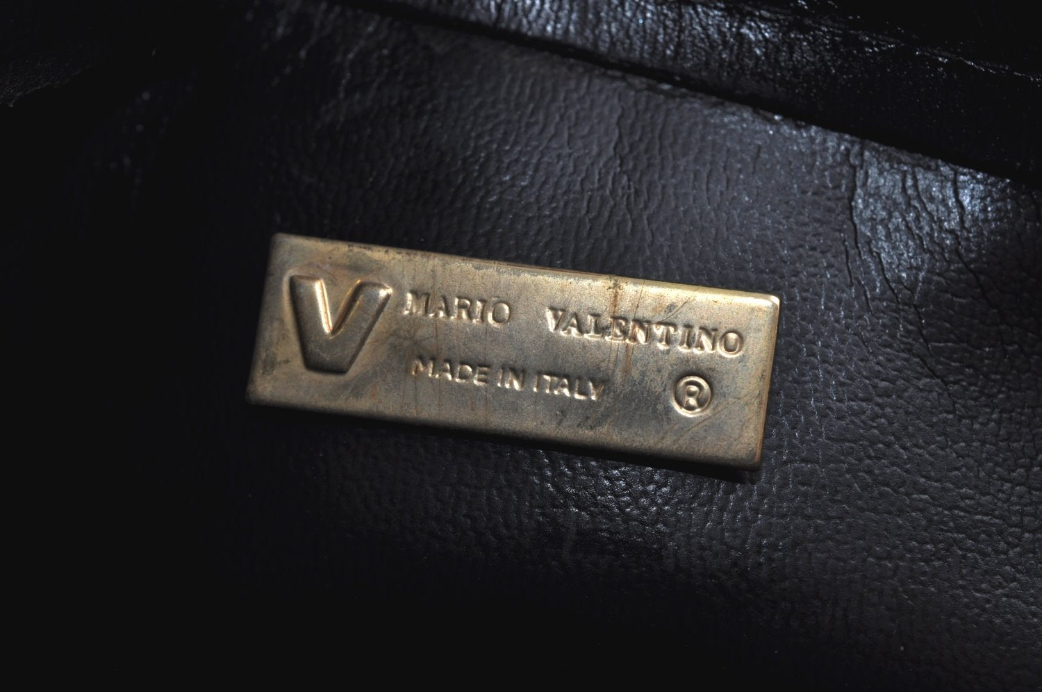 Authentic MARIO VALENTINO Logo Clutch Hand Bag Purse Leather Black K7095