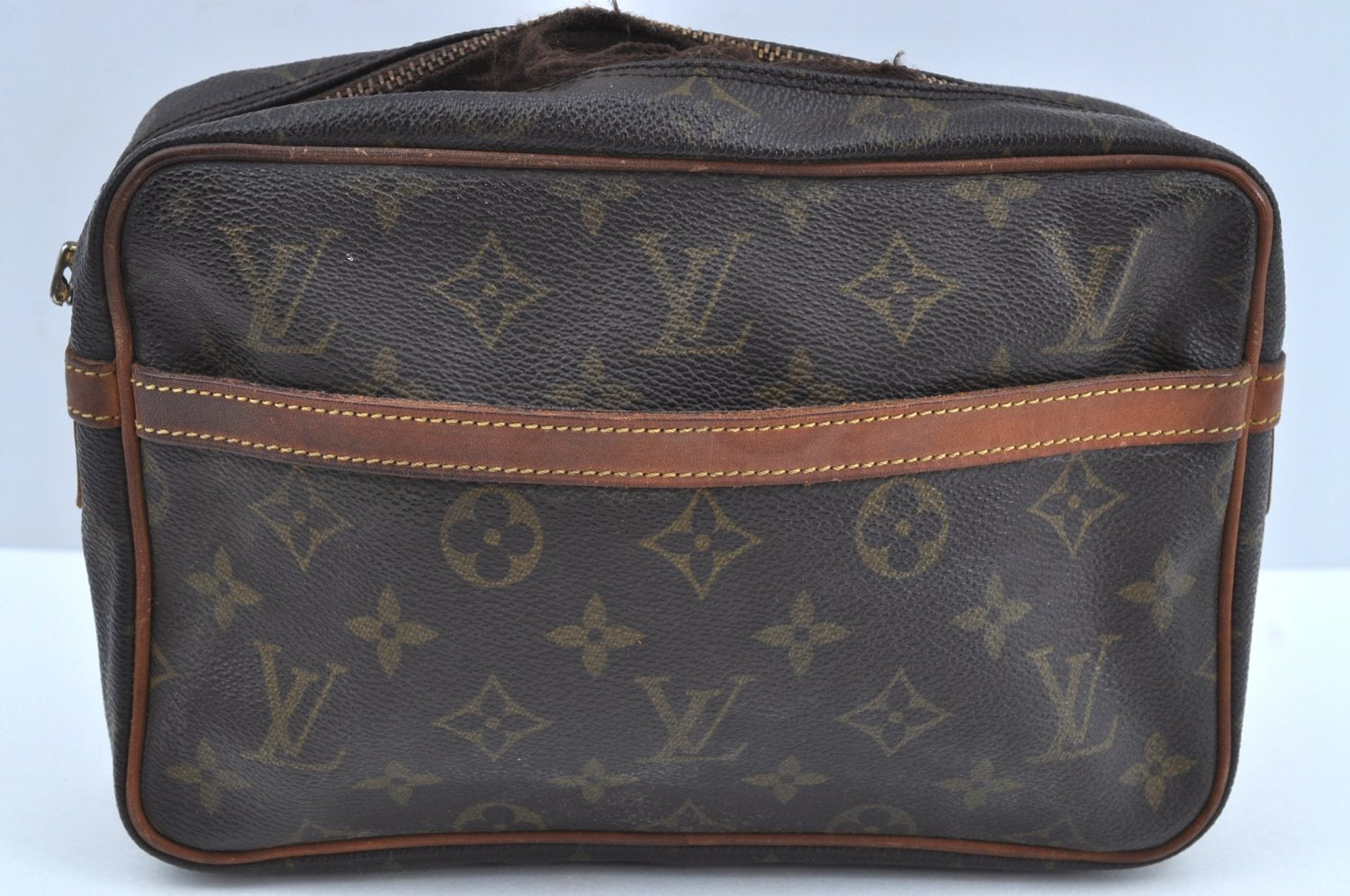 Authentic Louis Vuitton Monogram Compiegne 23 Clutch Hand Bag M51847 Junk K7102