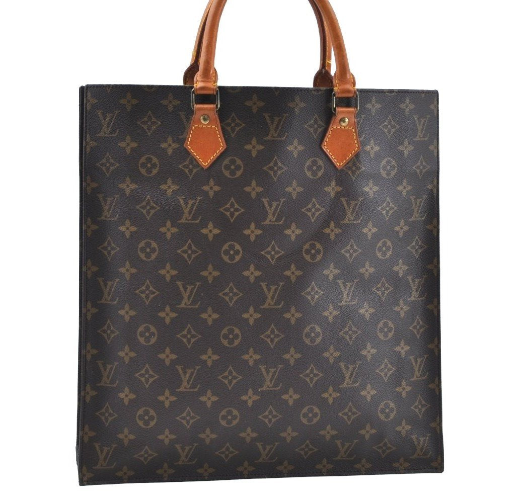 Authentic Louis Vuitton Monogram Sac Plat Hand Tote Bag M51140 LV K7115