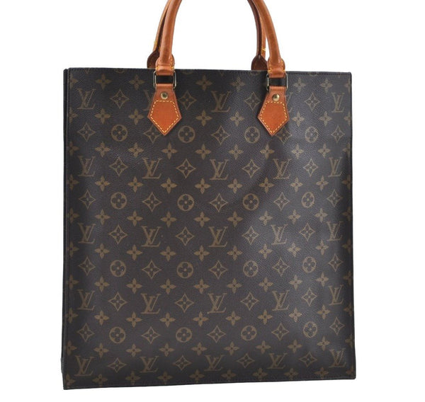 Authentic Louis Vuitton Monogram Sac Plat Hand Tote Bag M51140 LV K7115