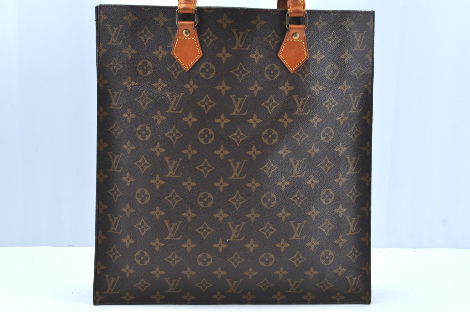Authentic Louis Vuitton Monogram Sac Plat Hand Tote Bag M51140 LV K7115