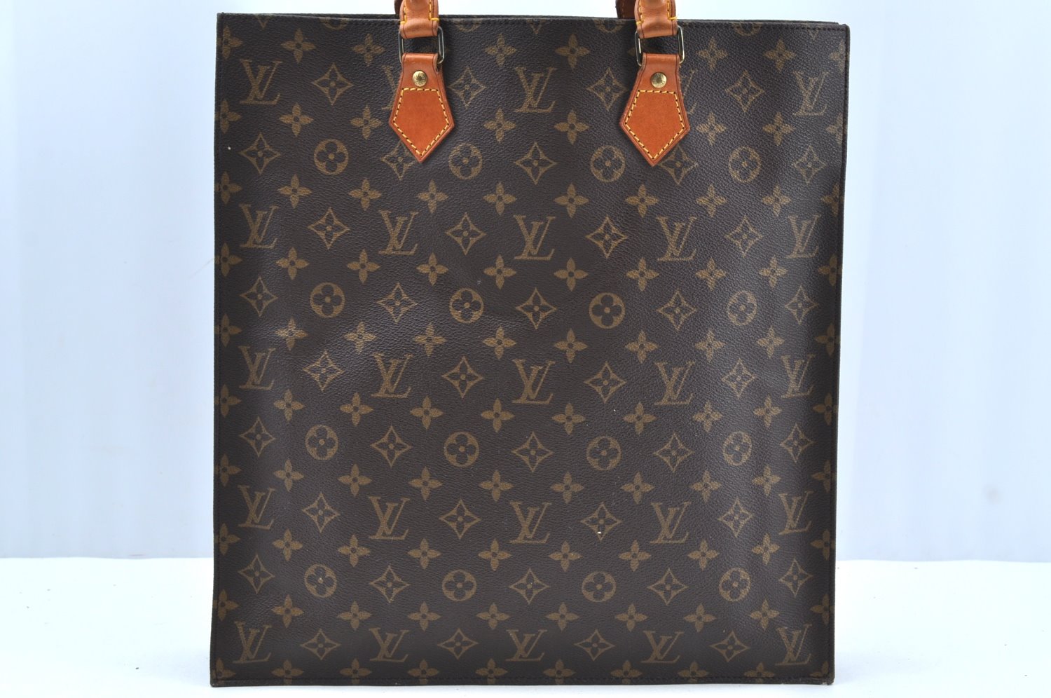 Authentic Louis Vuitton Monogram Sac Plat Hand Tote Bag M51140 LV K7115