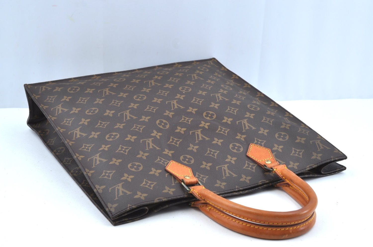 Authentic Louis Vuitton Monogram Sac Plat Hand Tote Bag M51140 LV K7115