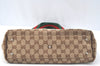 Authentic GUCCI Web Sherry Line Tote Bag GG Canvas Leather 145810 Brown K7126