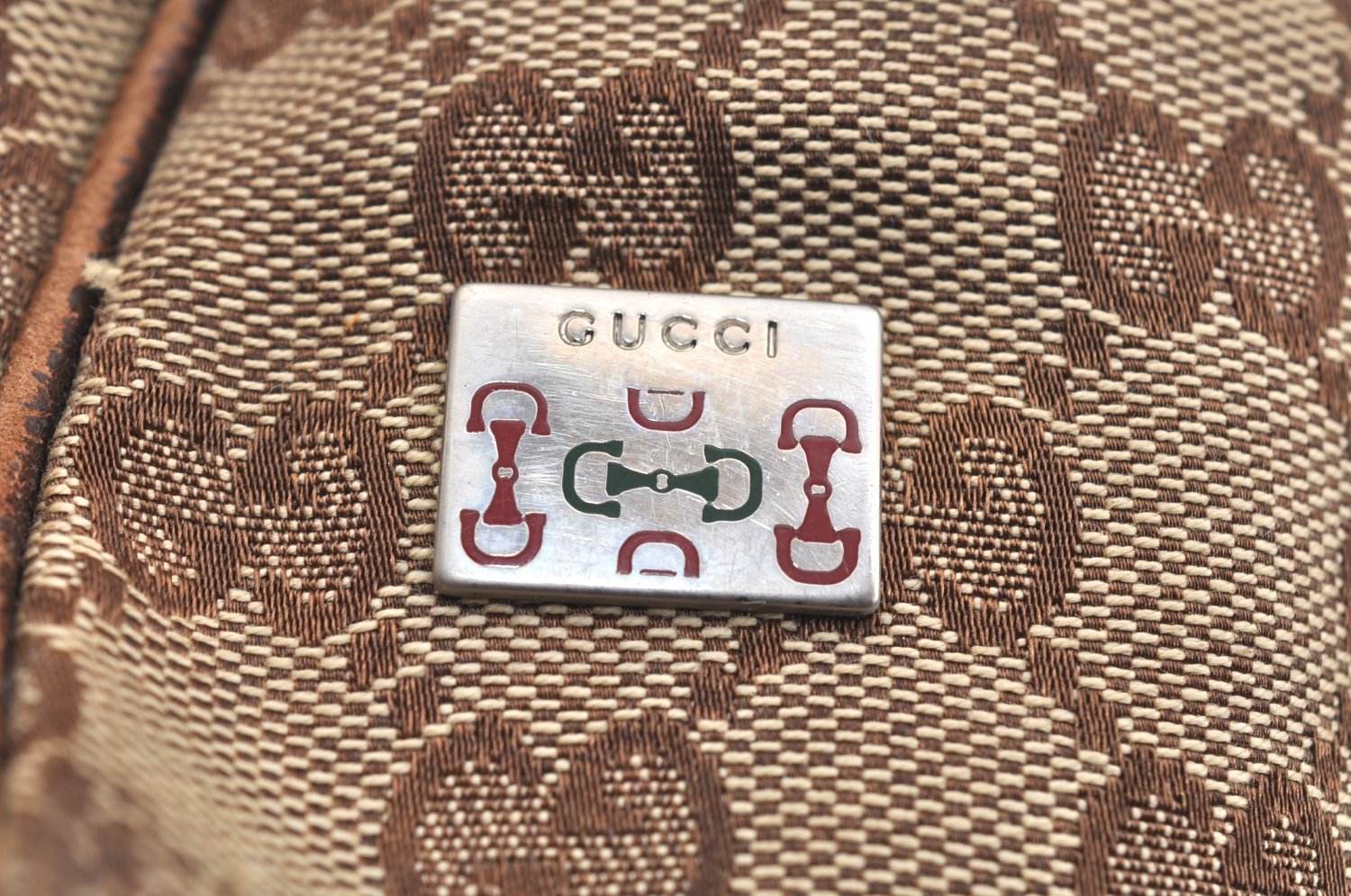 Authentic GUCCI Web Sherry Line Tote Bag GG Canvas Leather 145810 Brown K7126