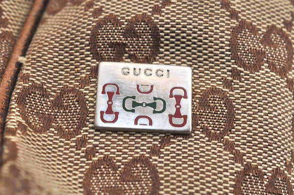 Authentic GUCCI Web Sherry Line Tote Bag GG Canvas Leather 145810 Brown K7126