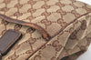 Authentic GUCCI Web Sherry Line Tote Bag GG Canvas Leather 145810 Brown K7126
