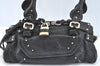 Authentic Chloe Mini Paddington Leather Shoulder Hand Bag Purse Black K7128